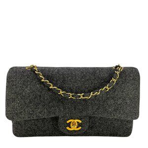 Chanel Vintage Quilted Wool Medium Classic Double Flap Bag